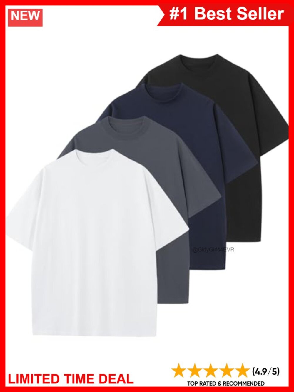 Oversized Cotton T-Shirt Short Sleeve Crew Neck Loose Fit Basic Tee Unisex